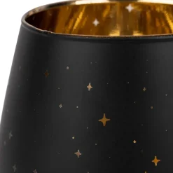 Photophore étoiles en verre noir mat et doré 9cm - Tropic Étoile