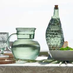 Pichet en verre recyclé sablé sauge 2.3l - Aheli