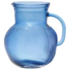 Pichet en verre recyclé sablé bleu 2.3l - Aheli