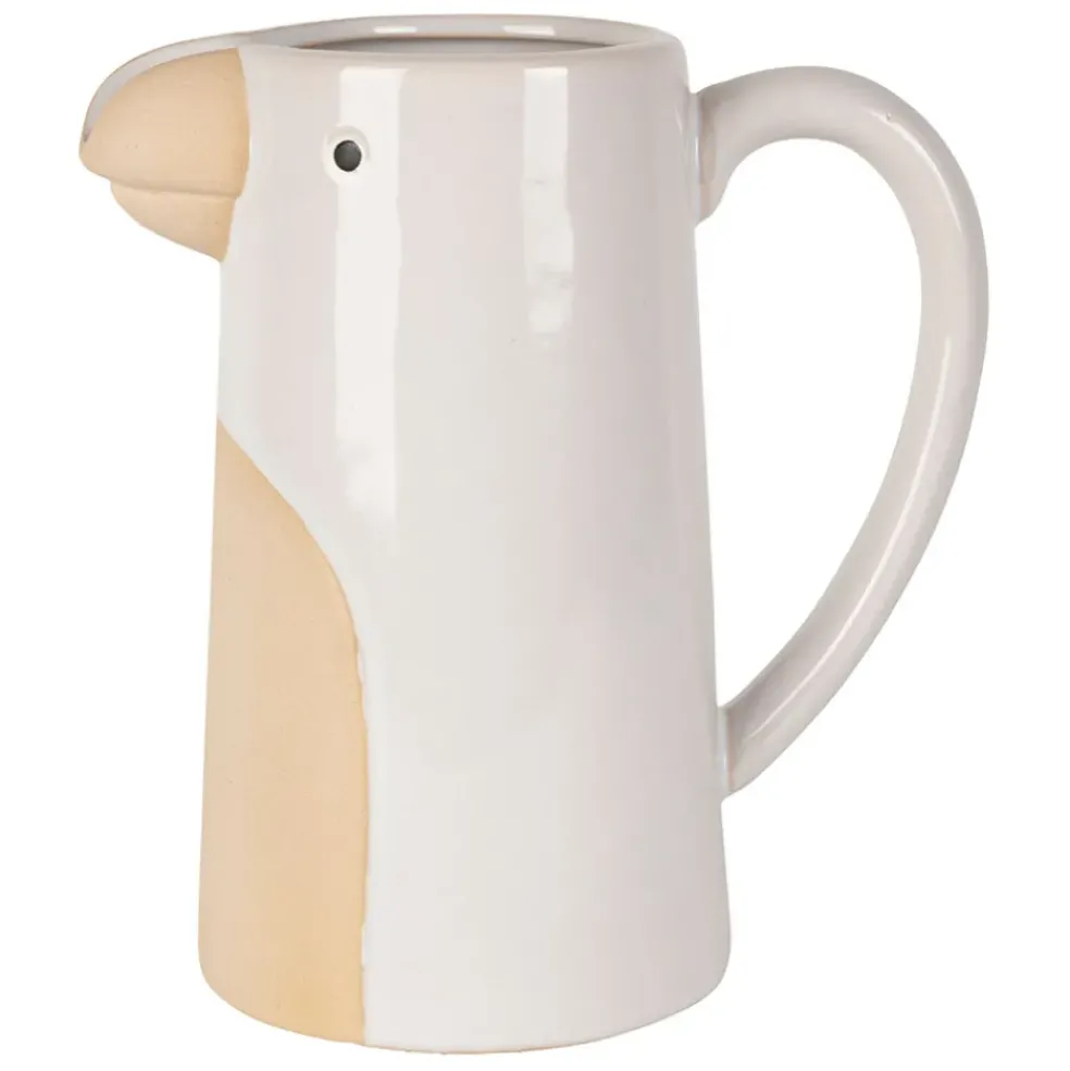 Pichet oiseau en grès blanc 1.1L - Calao