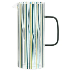 Pichet rayé bleu, vert et jaune 1l en verre -belle vie