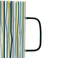 Pichet rayé bleu, vert et jaune 1l en verre -belle vie