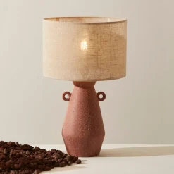 Pied de lampe en porcelaine h35cm terracotta - terre brulée