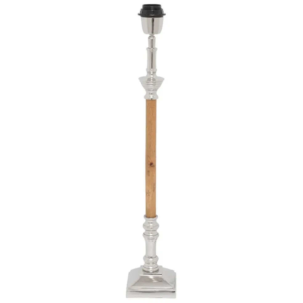 Pied lampe en aluminium et manguier h60cm argent - chaveny