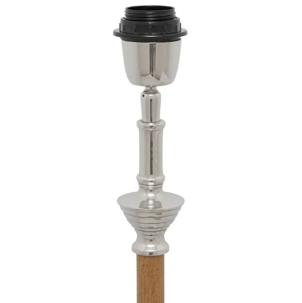 Pied lampe en aluminium et manguier h60cm argent - chaveny