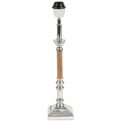 Pied lampe en aluminium et manguier h38cm argent - chaveny