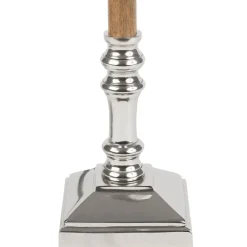 Pied lampe en aluminium et manguier h38cm argent - chaveny