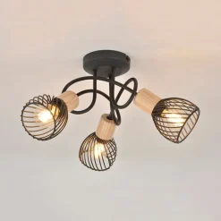 Plafonnier 3 lumières en metal h21 cm mat noir - kento