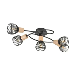 Plafonnier 5 lumières en metal l67cm mat noir - kento