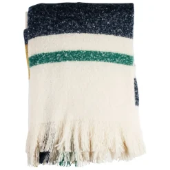 Plaid avec franges en tissu vert 170x130cm - Klosen