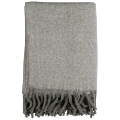 Plaid avec franges en tissu gris 170x130cm - Klosen
