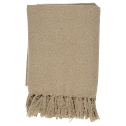Plaid avec franges en tissu olive 150x130cm - Klosen