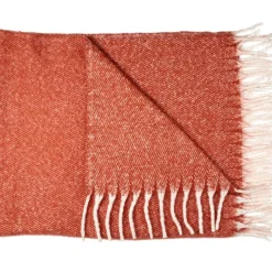 Plaid avec franges en tissu terracotta 120x150cm