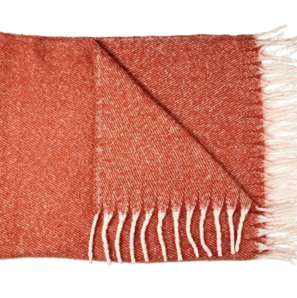 Plaid avec franges en tissu terracotta 120x150cm