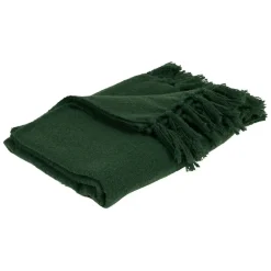 Plaid avec franges en tissu vert 150x130cm - Klosen