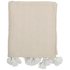 Plaid beige 130x170cm en coton - emeline