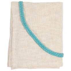 Plaid brodé "amore mio" en coton écru 170x130cm - Lumi
