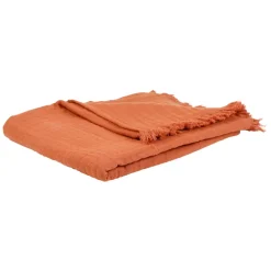 Plaid earth notes terracotta 170x130cm gaze de coton