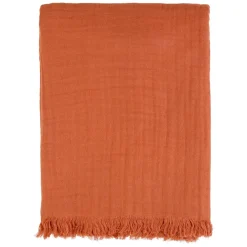 Plaid earth notes terracotta 170x130cm gaze de coton