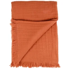 Plaid earth notes terracotta 170x130cm gaze de coton
