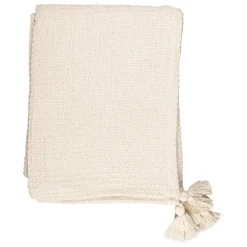 Plaid en coton nid d'abeille ecru 170x130cm - Beezz