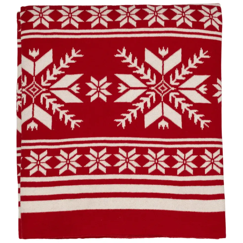 Plaid en coton rouge 150x125cm - Noel