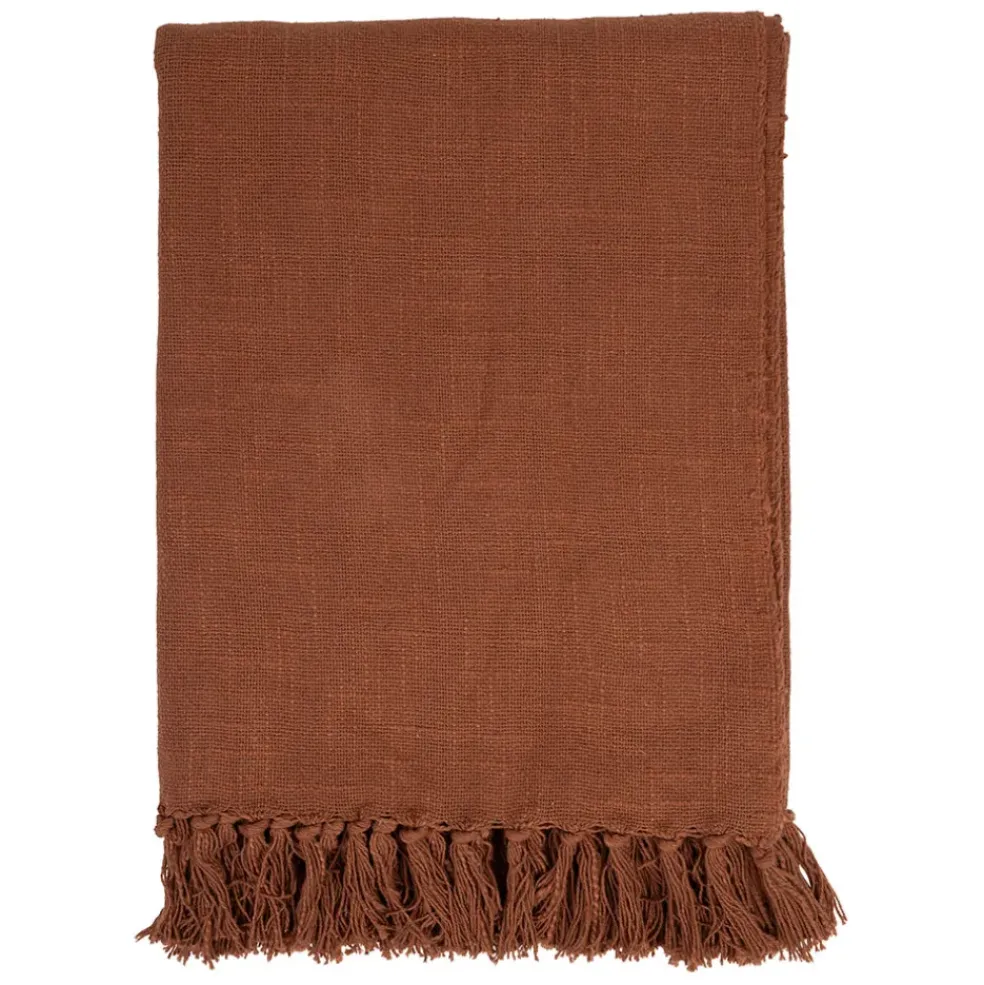 Plaid en coton terracotta 170x130cm - Allegra