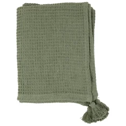 Plaid en coton vert 170x130cm - Beezz