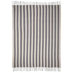 Plaid en tissu rayé bleu et écru 170x130cm - Medi