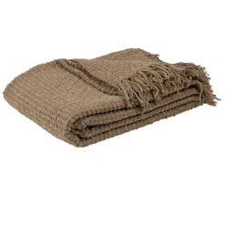 Plaid en tissu taupe 130x170cm - Klosen