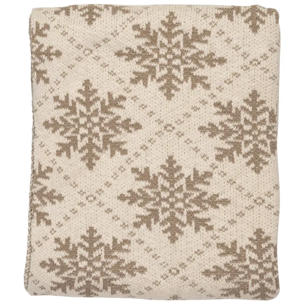 Plaid flocon en coton grège 150x125cm - Noel
