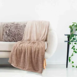 Plaid nid d'abeille tie and dye beige XXL 150x120cm