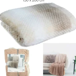 Plaid nid d'abeille tie and dye beige XXL 150x120cm
