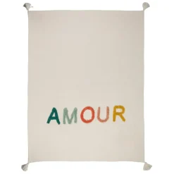 Plaid tufté amour en coton multicolore 170x130cm - Famille