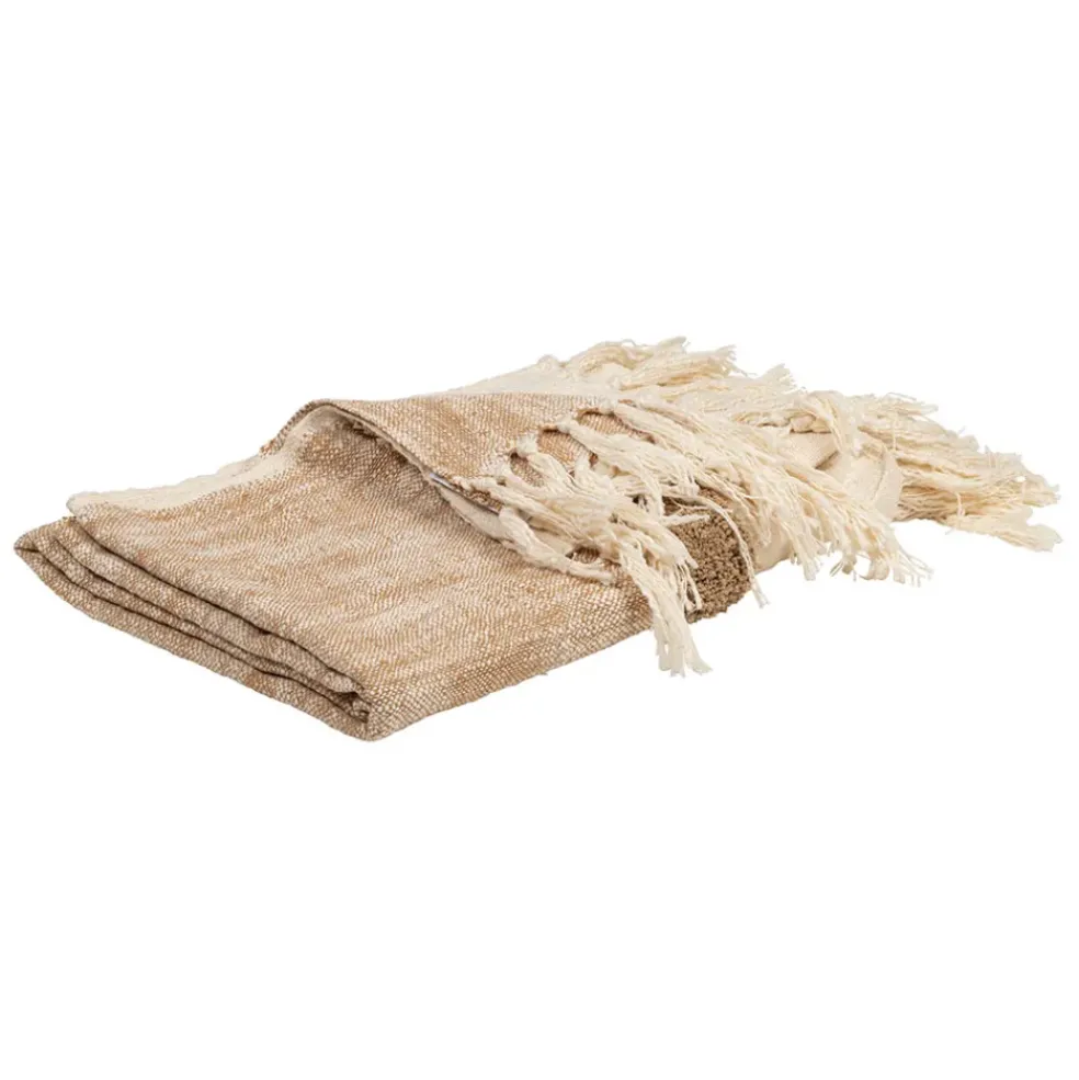 Plaid tufté en coton beige et écru 170x130cm - Klosen
