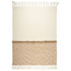 Plaid tufté en coton beige et écru 170x130cm - Klosen