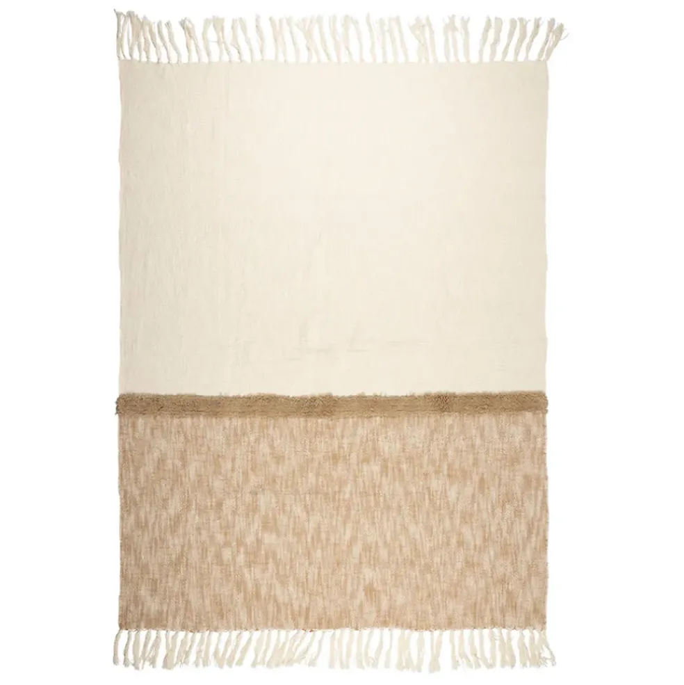 Plaid tufté en coton beige et écru 170x130cm - Klosen