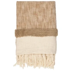 Plaid tufté en coton beige et écru 170x130cm - Klosen