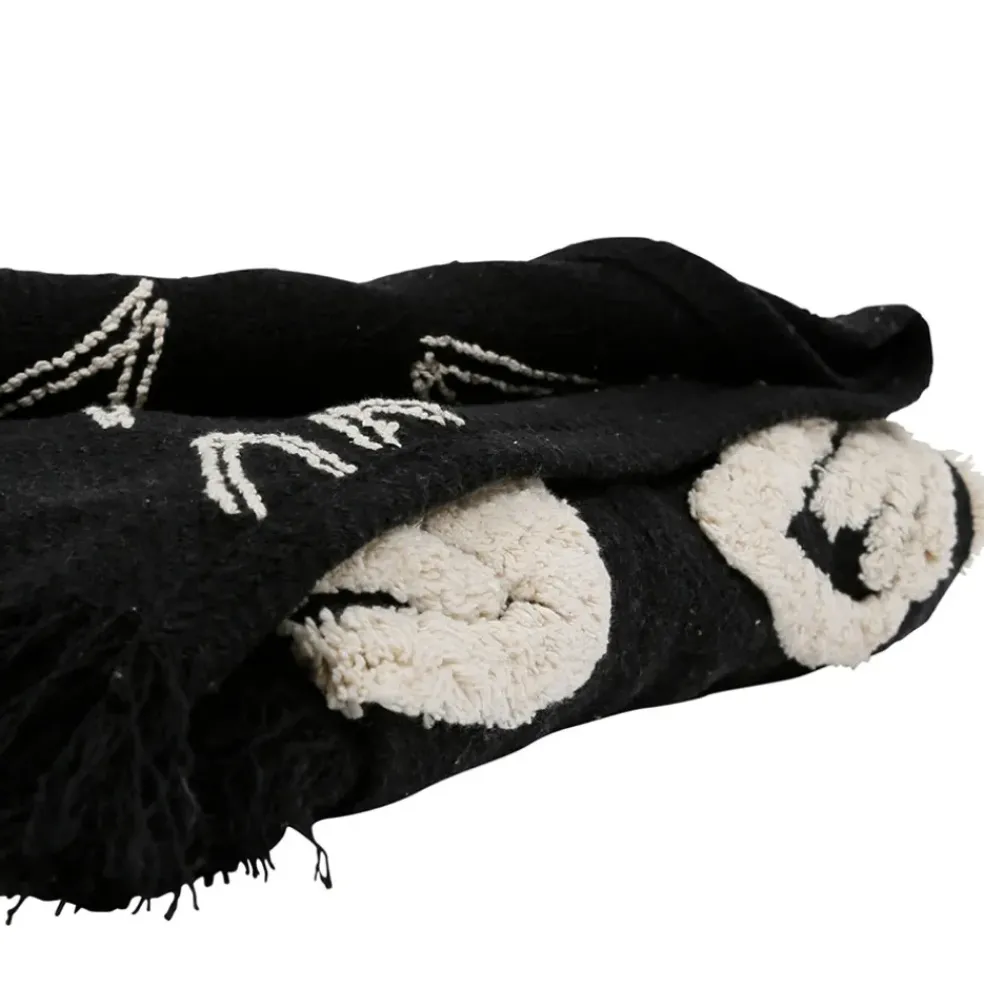 Plaid Tufté en coton Noir et blanc 170X130cm - Solor