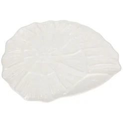 Plat coquillage blanc 53x34.5cm en faience - poisson