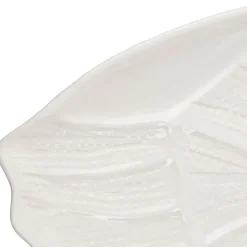 Plat coquillage blanc 53x34.5cm en faience - poisson