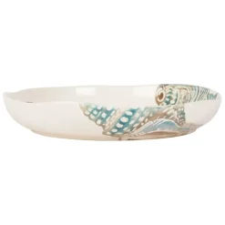 Plat creux en faïence bleu et beige - Bord De Mer