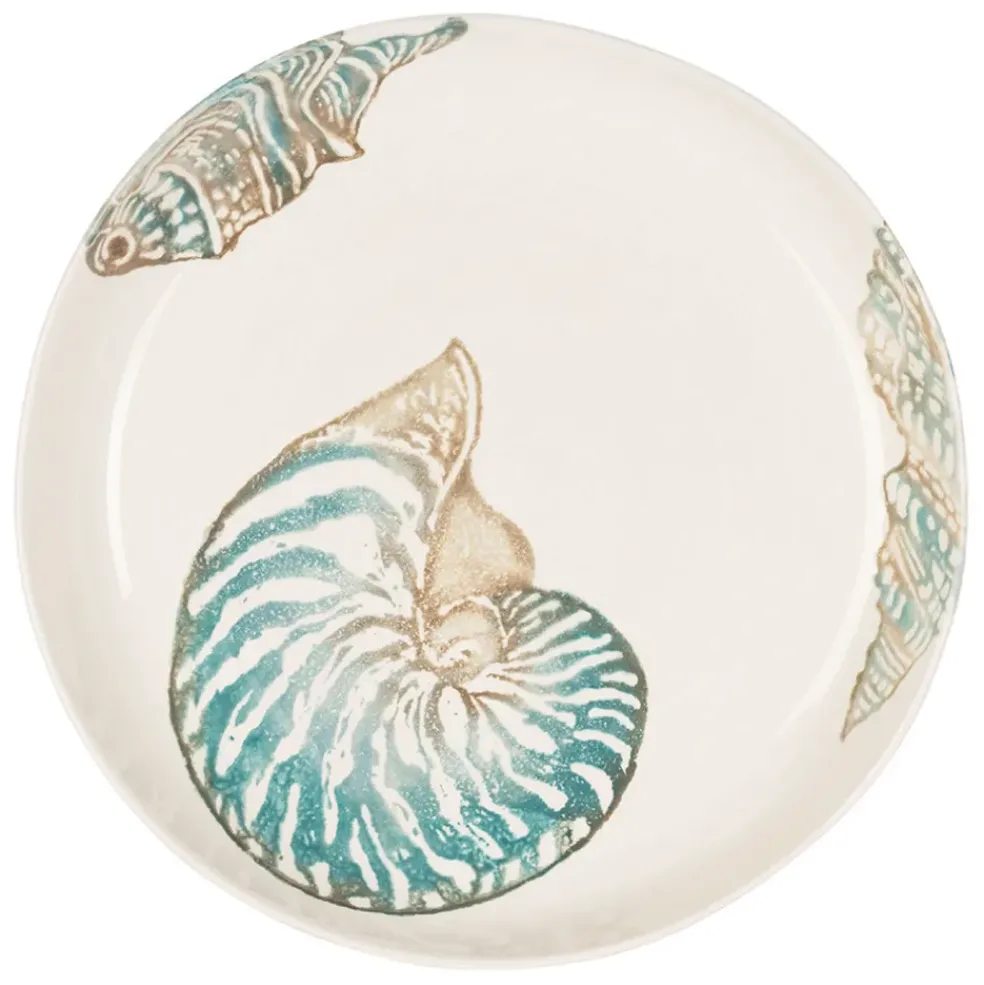 Plat creux en faïence bleu et beige - Bord De Mer
