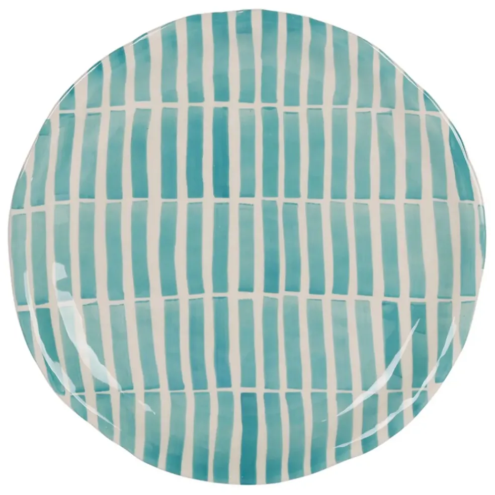 Plat en terre cuite turquoise d33cm - Lisia