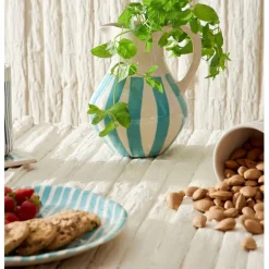 Plat en terre cuite turquoise d33cm - Lisia