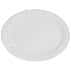 Plat ovale en faïence blanc 46.5x35.5cm - Olivier