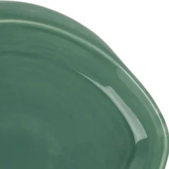 Plat rond creux vert d'eau 23.5x22cm en faience - poisson