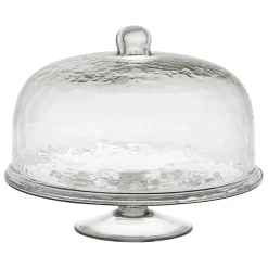 Plat sur pied avec cloche d30xh25cm en verre - gaia