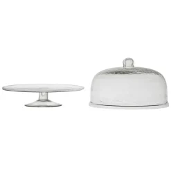 Plat sur pied avec cloche d30xh25cm en verre - gaia