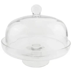 Plat sur pied en verre avec cloche d30cm - Alphe